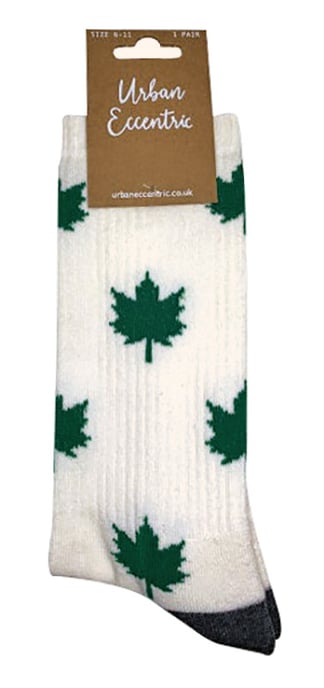 Urban Eccentric - Calcetines de algodón acolchado Weed Leaf en blanco | Calcetines para hombre y mujer - Weed - Image 2