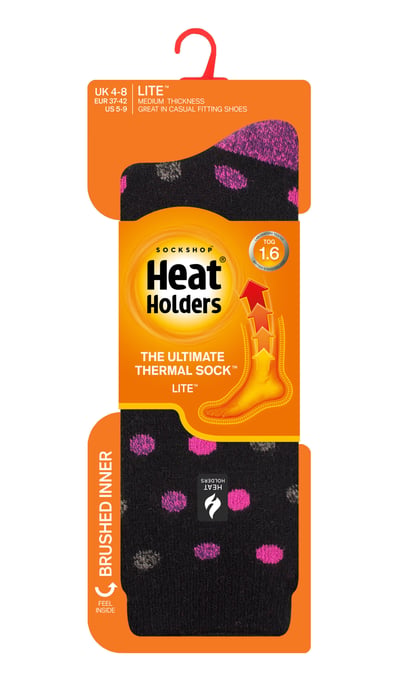 Heat Holders Lite - Calcetines Térmicos Aislantes para Mujer | Múltiples Diseños Incluyendo Rayas Argyle Corazones Estrellas | Calcetines Calientes para el Invierno - Negro/Baya (Málaga) - Image 2