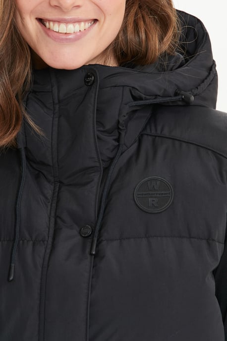 Black Longline Padded Gilet With Hood