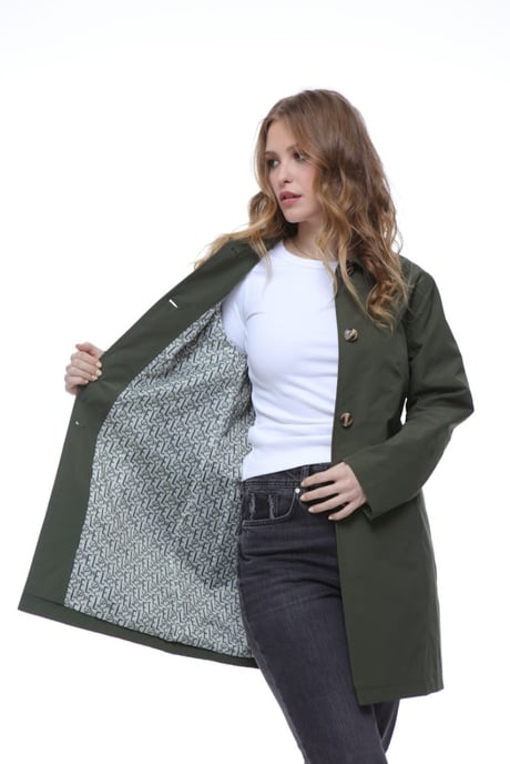 Jennifer Single Breasted Basic Mac in Forest Night Green