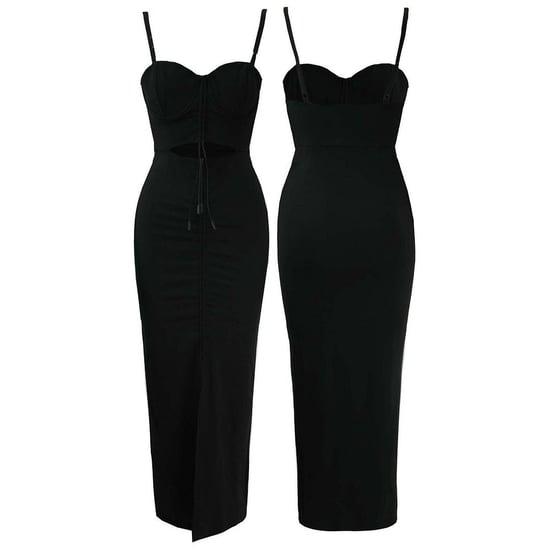 Puma x Rihanna Fenty Front Ruched Cut Out Black Womens Dress 577296 01