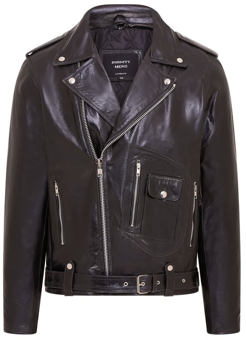 Mens Cow-Hide Black Biker Brando Jacket - Pargas