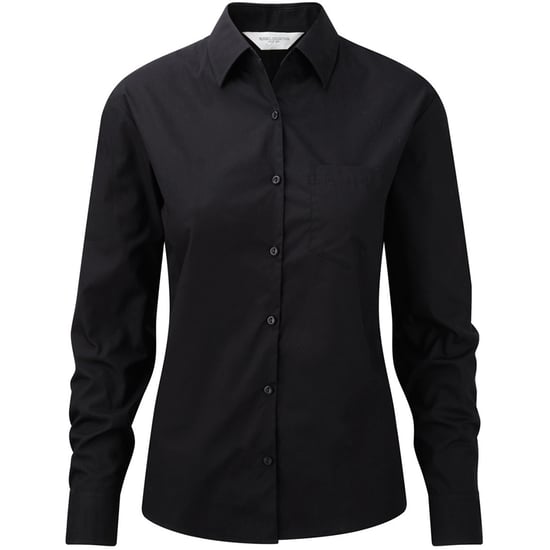 Jerzees Ladies/Womens Long Sleeve Pure Cotton Work Shirt (Black) - Image 1