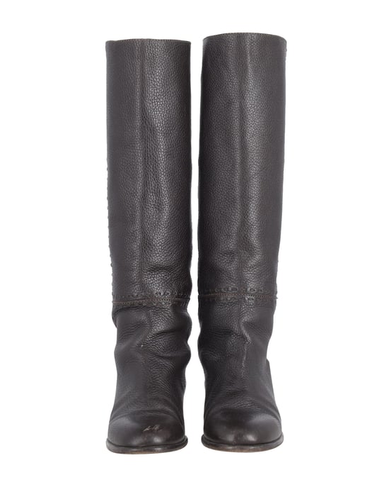 Fendi Knee Length Boots in Black Leather - Image 2