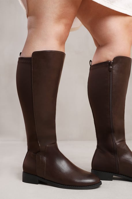 Wheres That From Womens 'Parker' Stretch Wide Calf Knee High Boots With Side Zip