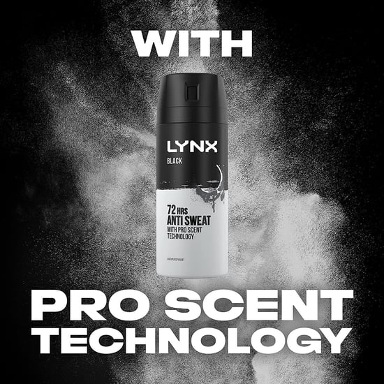 Lynx Black 72 HRS Anti Sweat Anti-Perspirant Body Spray for Men, 3x150ml