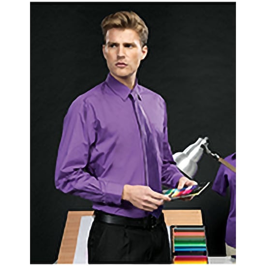 Premier Mens Premier Poplin Long-Sleeved Formal Shirt (Rich Violet) - Image 2