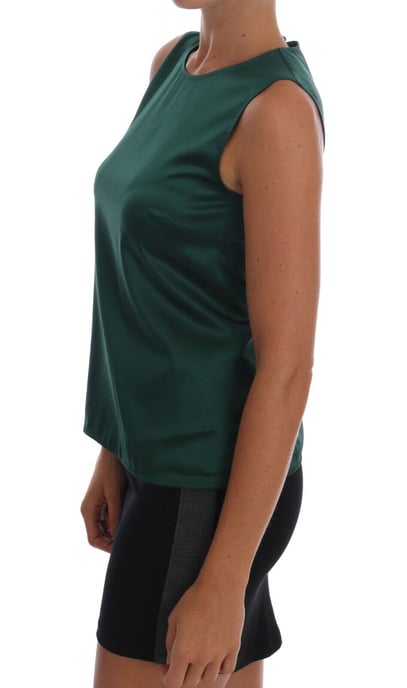 Top sin mangas de seda verde oscuro para mujer de Dolce & Gabbana - Image 2