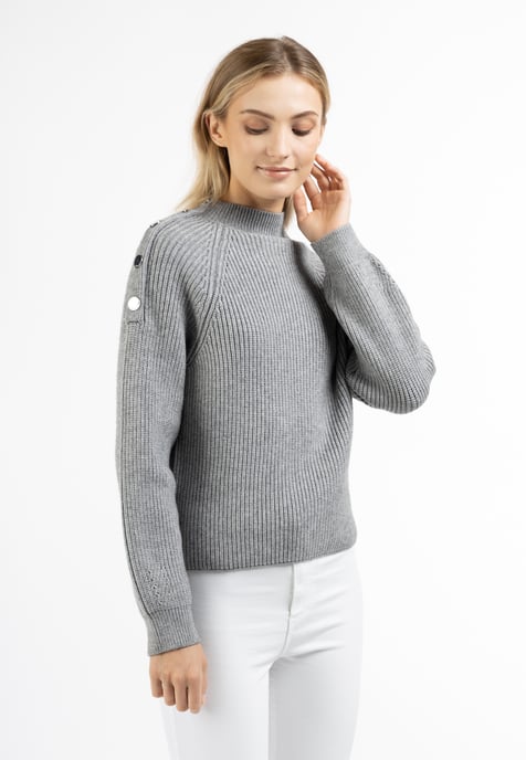 Dreimaster Knitted pullover women Grey melange - Image 3