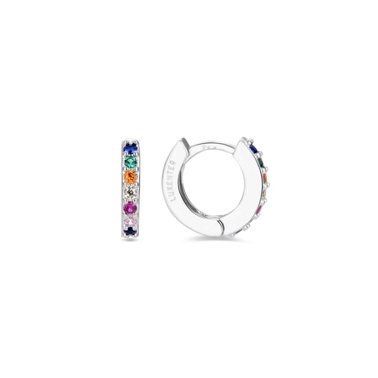 Pendientes de Aros Luxenter, leofcar de plata de ley 925 y circonita multicolor con acabado en baño de rodio - Image 1