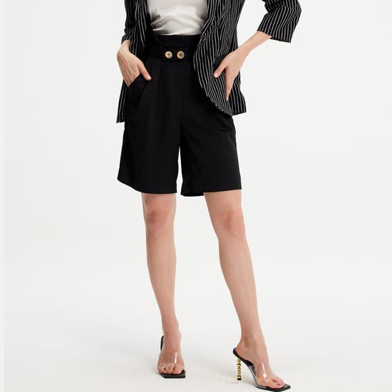 High waist and pleats bermuda shorts - Image 3