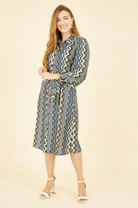 Multicolour Abstract Stripes Shirt Dress