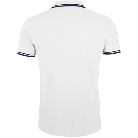 SOLS Mens Pasadena Tipped Short Sleeve Pique Polo Shirt (White/Navy) - Image 2