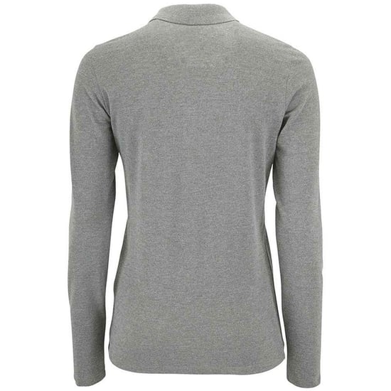 SOLS Womens/Ladies Perfect Melange Pique Long-Sleeved Polo Shirt (Grey Melange) - Image 2