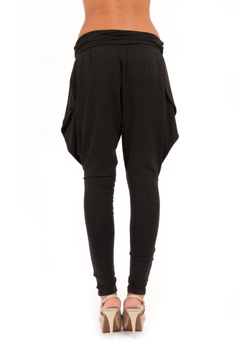 Black Jersey Harem Style Pants with Pockets