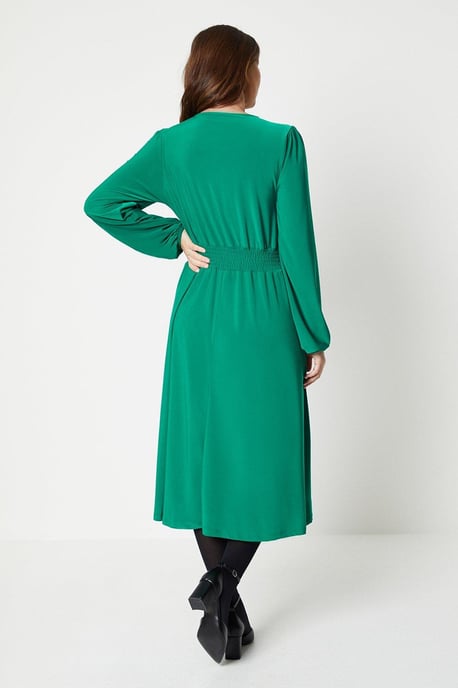 Tall Jersey Wrap Pleated Midi Dress - Image 3