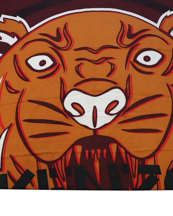 Kenzo Paris Tiger Head Print Scarf in Multicolor Cotton - Image 3