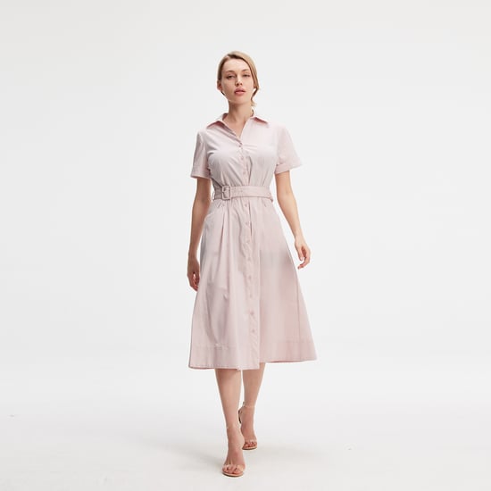 Flared cotton shirt dress