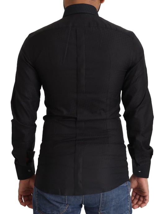Camisa Formal Slim de Algodón Negro GOLD de Dolce & Gabbana para Hombre - Image 3