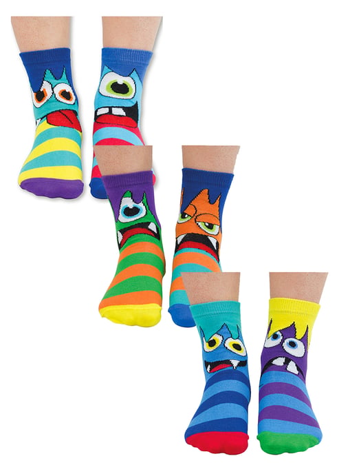 UNITED ODD SOCKS - 6 Pack Niños Mini Monster Novedad Algodón Odd Calcetines en Caja de Regalo - Mini Mashers - Image 1