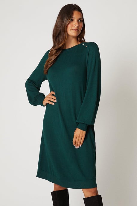 Knitted Crew Neck Swing Dress - Image 2