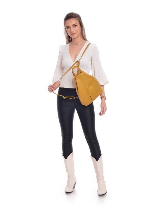 Carla Ferreri SS22 CF 1625 Mustard Leather Bag - Image 5