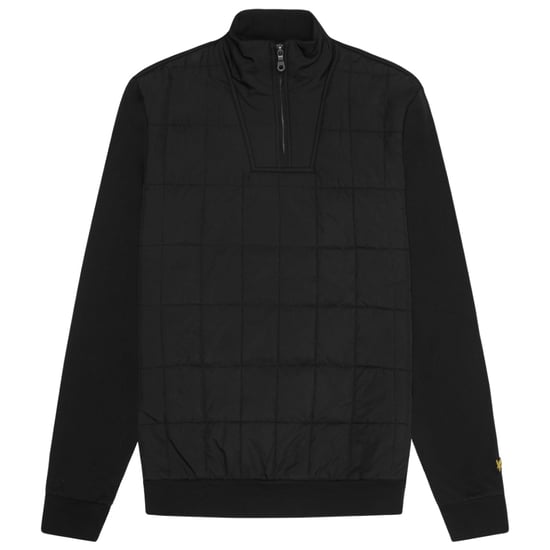 Sudadera negra acolchada híbrida con media cremallera de Lyle & Scott - Image 1