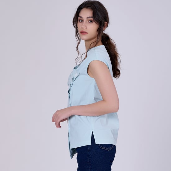 Double breasted pleated asymmetric top - Image 5