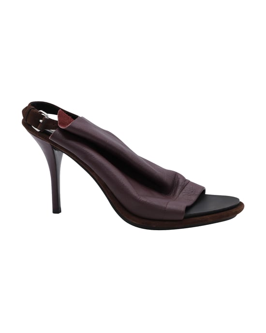 Balenciaga Open Toe Slingback Mules in Burgundy Leather - Image 1