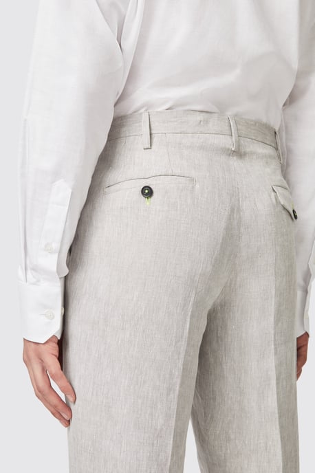 Claremont Slim Fit Stone Linen Trousers