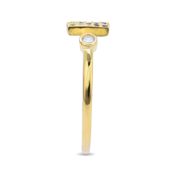 Anillo Luxenter de Plata de Ley 925 con Circonita Multicolor acabado en oro amarillo de 18K - Alphabet - Image 2