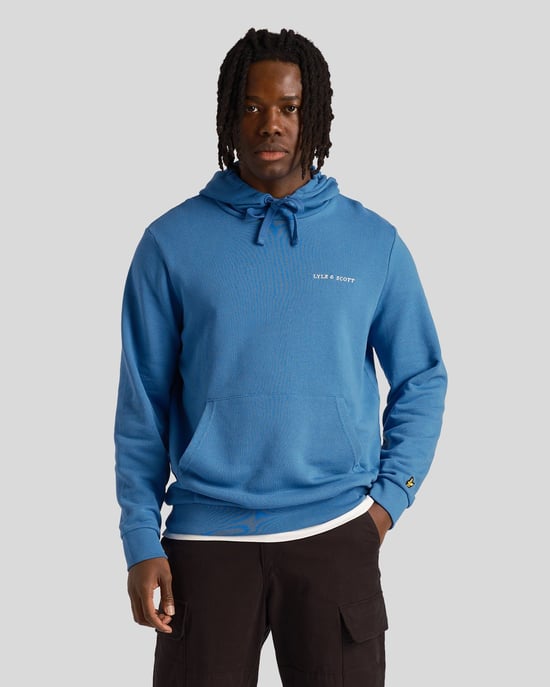 Sudadera con capucha azul con logo bordado Loopback de Lyle & Scott - Image 1