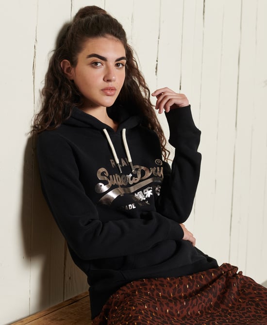 Sudadera con capucha bohemia brillante con logotipo vintage de Superdry - Image 1