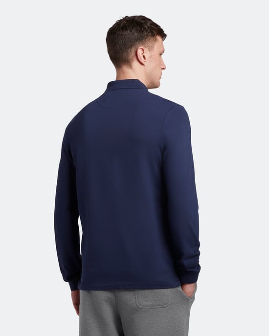 Lyle & Scott Long Sleeve Polo Shirt in Navy - Image 3