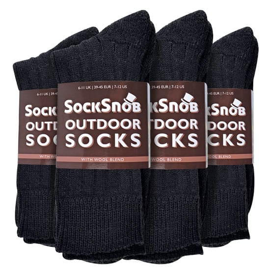 Sock Snob - 12 Pares de Calcetines de Lana para Senderismo - Negro - Image 2