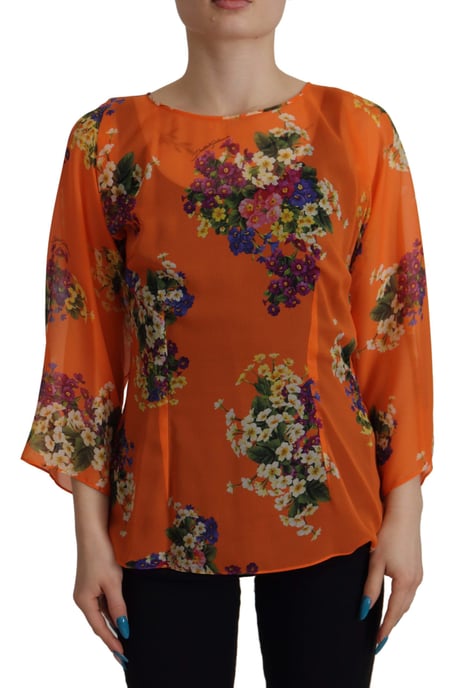 Blusa de manga larga mujer con estampado floral naranja de Dolce & Gabbana - Image 1