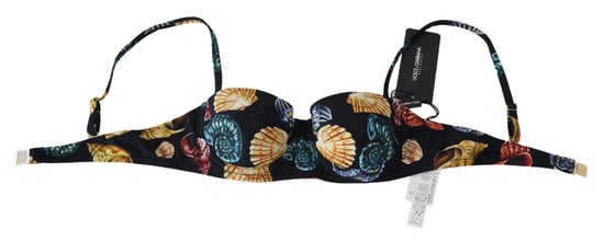 Bikini Top de Mujer con Estampado de Conchas Negras de Dolce & Gabbana - Image 3