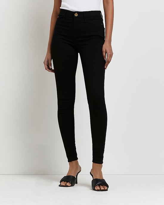 River Island Womens Skinny Jeans Black Molly Mid Rise