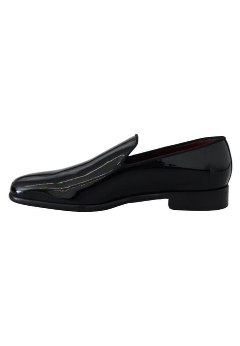 Dolce & Gabbana Men's Black Patent Slipper Loafers Slipon Shoes