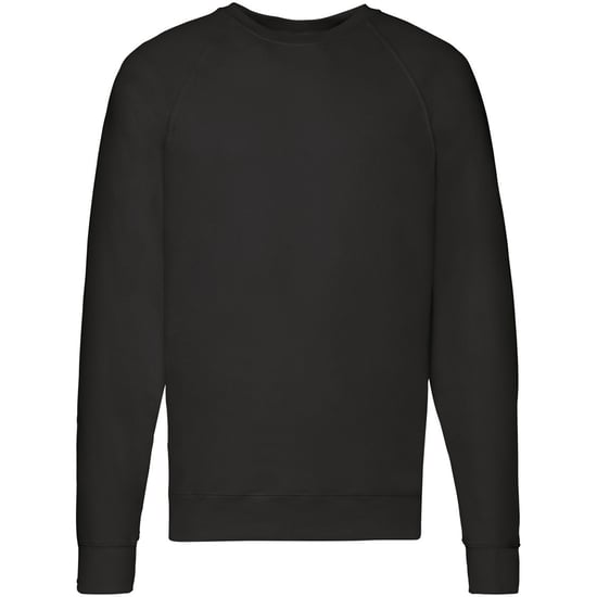 Fruit Of The Loom Mens Lightweight Raglan Sweatshirt (240 GSM) (Black) - Image 2