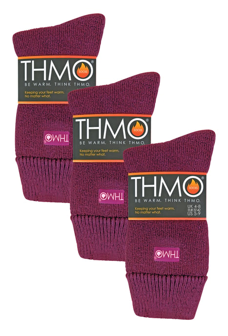 THMO - 3 Pair Womens Fleece Lined Breathable Slipper Socks - Deep Fuchsia - Image 2