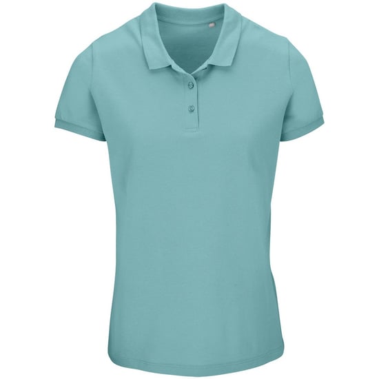 SOLS Womens/Ladies Planet Piqué Organic Polo Shirt (Pool Blue) - Image 1