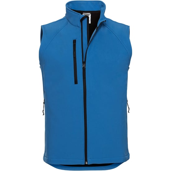 Russell Mens 3 Layer Soft Shell Gilet Jacket (Azure Blue) - Image 2