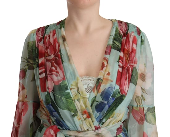 Vestido Larga Conjunto de Seda Verde Multicolor para Mujer de Dolce & Gabbana - Image 4