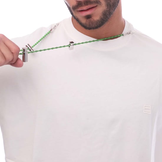 Camiseta de algodón con cuello redondo y collar extraíble en color blanco - Image 3