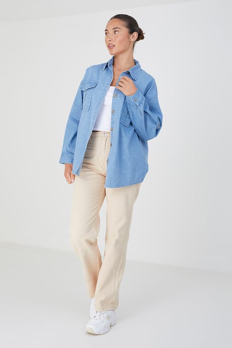 Blue 'Sarah' Long Sleeve Chambray Shirt