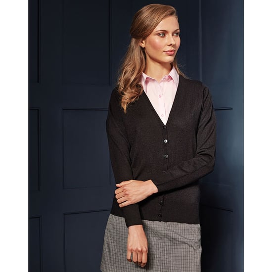 Premier Womens/Ladies Essential Acrylic Cardigan (Black) - Image 4