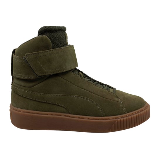 Puma Platform Mid OW Strap Leather Lace Up Green Womens Trainers 364588 01