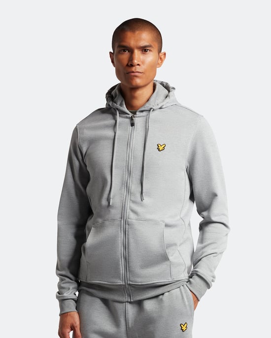 Lyle & Scott Sports Full Zip Fly Fleece Hoodie in Grey - Image 1