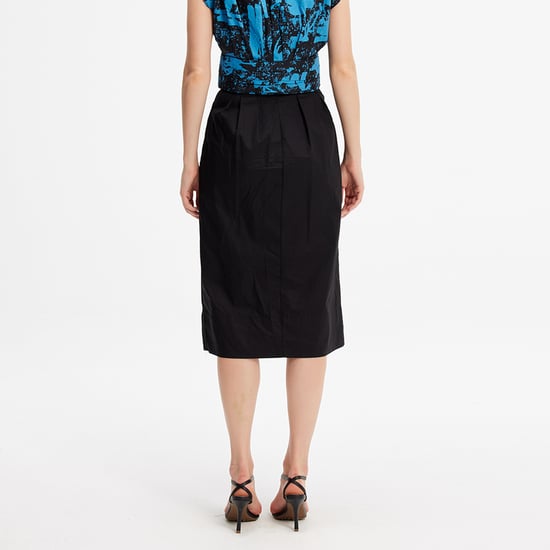 Buttoned straight skirt in cotton - Image 4
